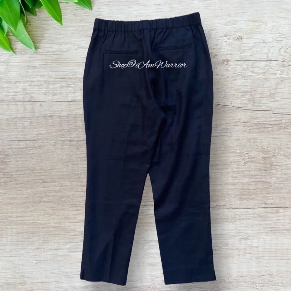 J.Crew NWT navy linen pull on ankle pants *shop@iamwarrior